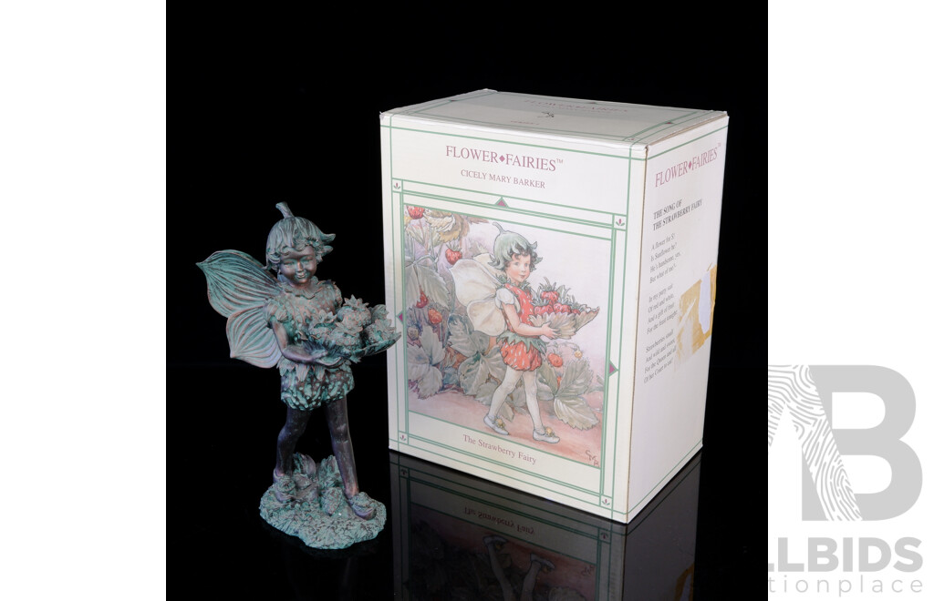 the Strawberry Fairy Figure, Bronzed Composite Flower Fairies by Cecily Mary Baker by Good Directions in Original Box