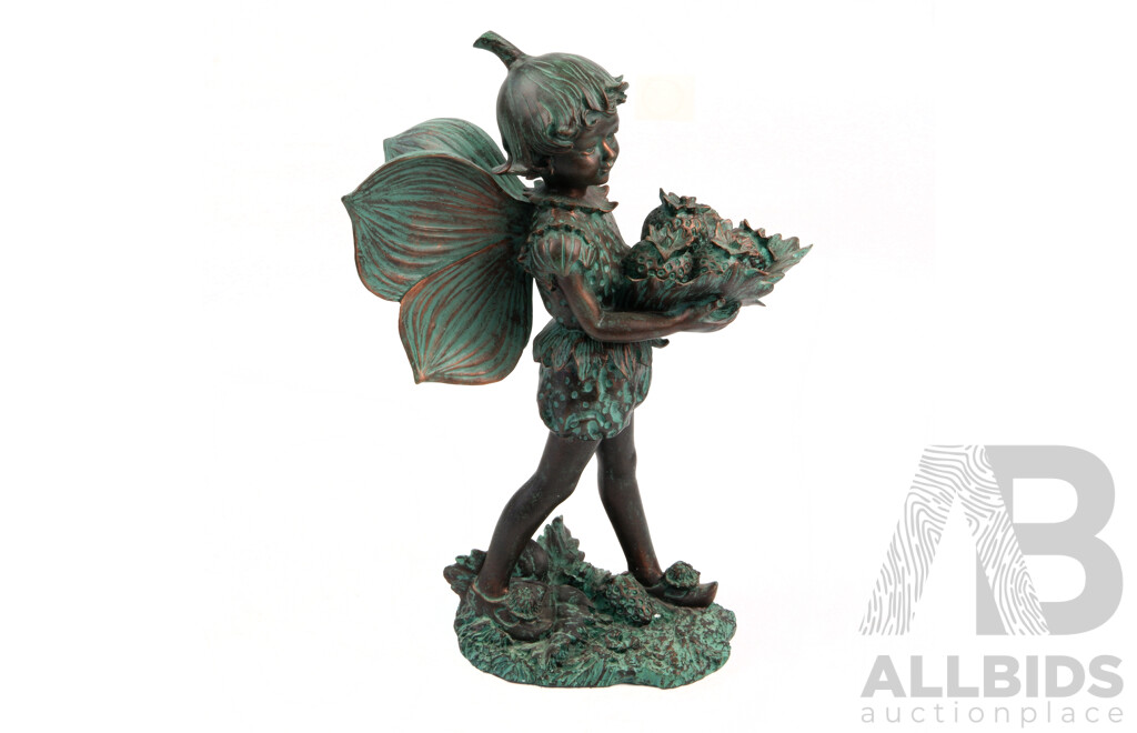 the Strawberry Fairy Figure, Bronzed Composite Flower Fairies by Cecily Mary Baker by Good Directions in Original Box