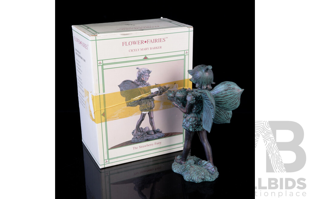 the Strawberry Fairy Figure, Bronzed Composite Flower Fairies by Cecily Mary Baker by Good Directions in Original Box