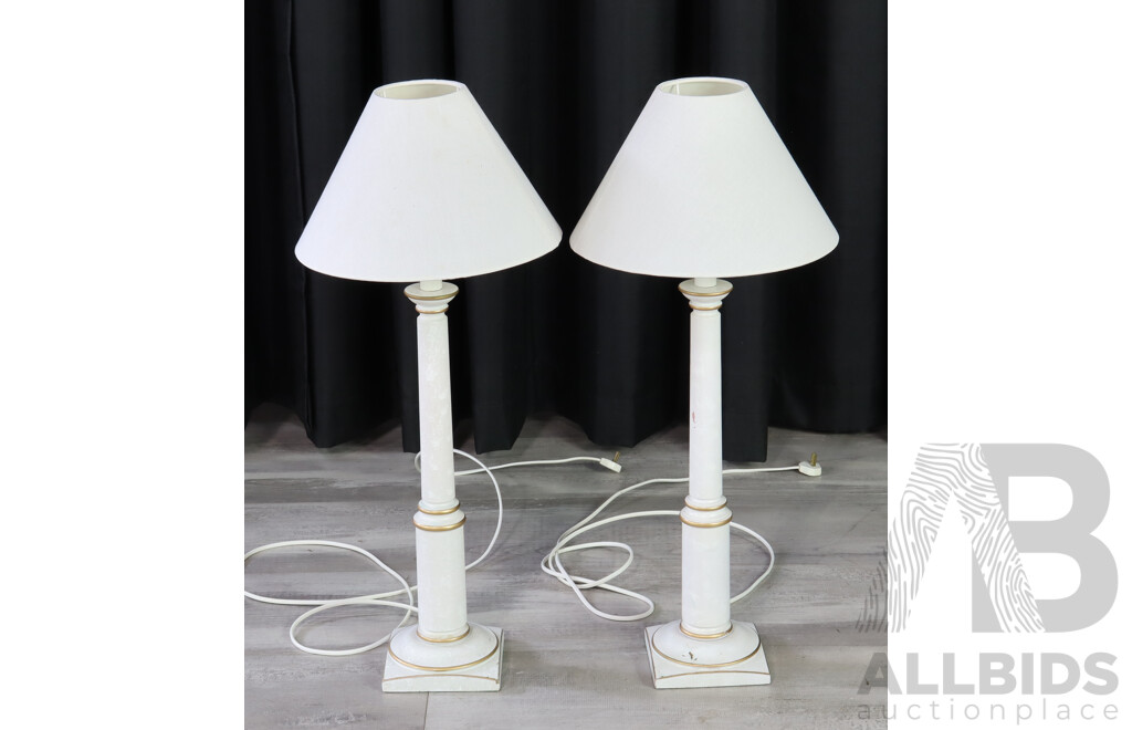 Pair of Painted Timber Table Lamps