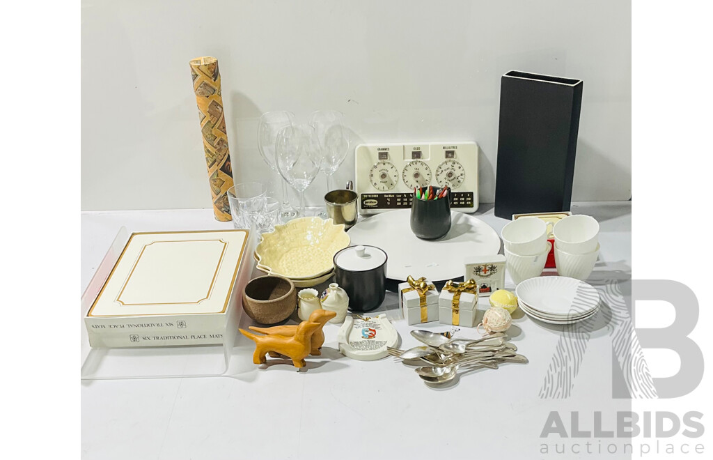 Collection of Various Homeware Including Large Mikasa Plate, Four Tuscan Duos, Metricook Probus Metric/imperial Converter and More