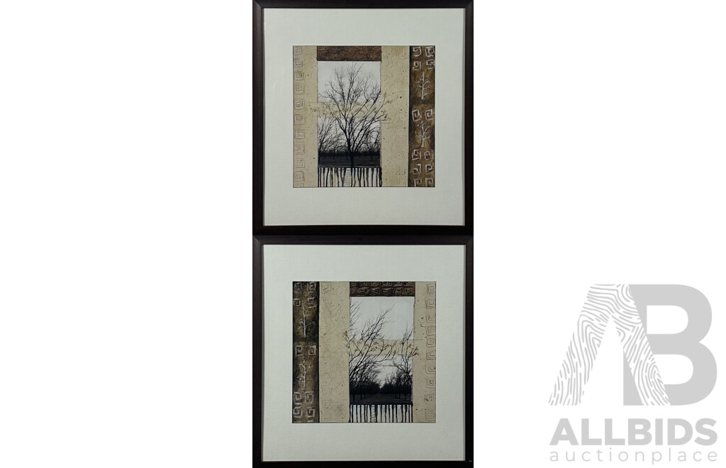 Pair of Contemporary Framed Abstract High Quality Colour Prints, Autumn I and II, Mixed Media, 76 x 71 cm (frames) (2)