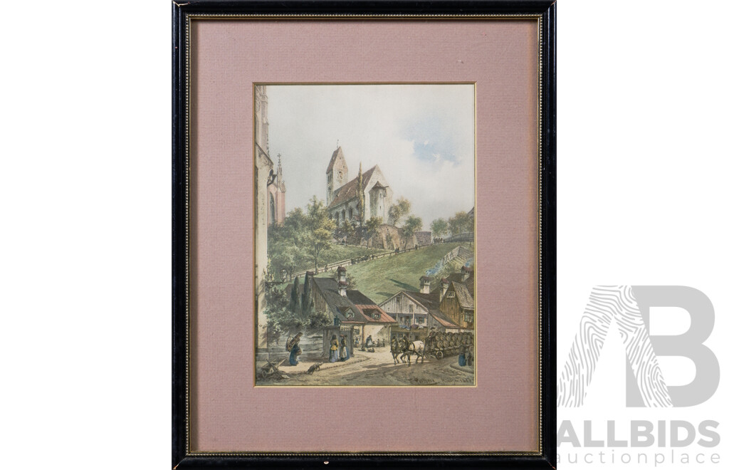 Munich, Germany, Three Views, (Possibly Late 1800s-Early 1900s), Exquisite Trio of Vintage German Copper Plate Etchings, 27 x 22 cm (frames) (3)