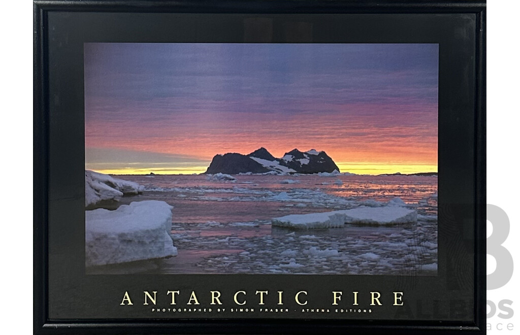 Simon Fraser, (20th Century, British), Antarctic Fire, Colour Poster of Original Photograph, 64 x 85 cm (frame)