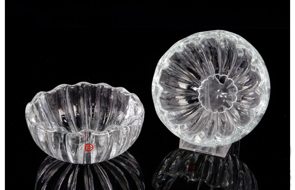 Set Eight Retro English Dartington Crystal Hand Blown Bowls by Frank Thrower