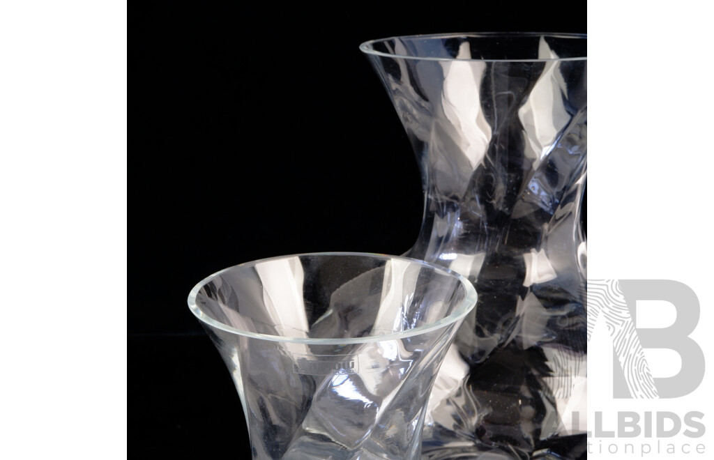 Two Polish Tarnow Crystal Vases with Twist Detail in Different Sizes