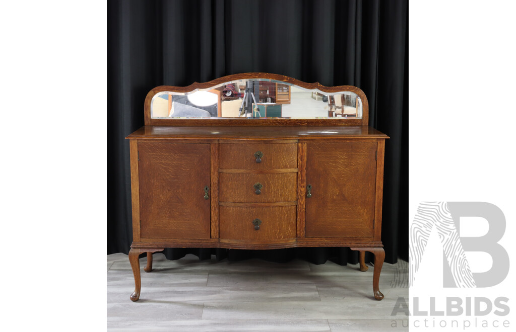 Art Deco Silky Oak Elevated Sideboard