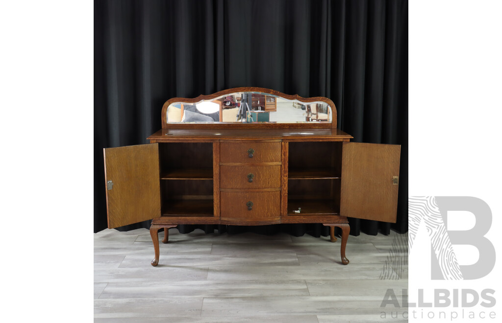 Art Deco Silky Oak Elevated Sideboard