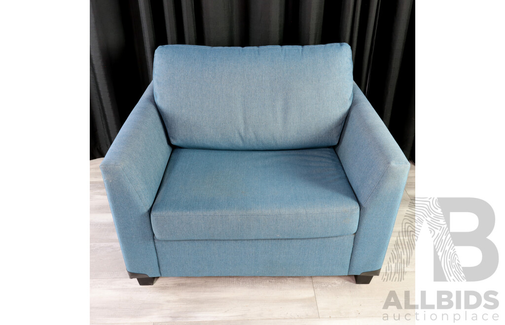 Over Sized Blue Fabric Armchair/Sofa