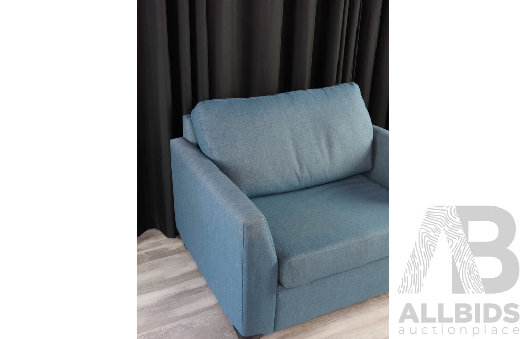 Over Sized Blue Fabric Armchair/Sofa