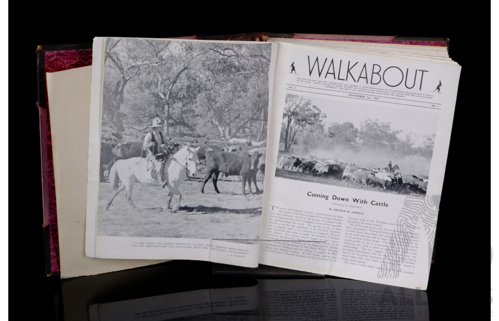 Bound Copy Walkabout Magazine 1934 to 1935, Quarter Bound Leather Hardcover