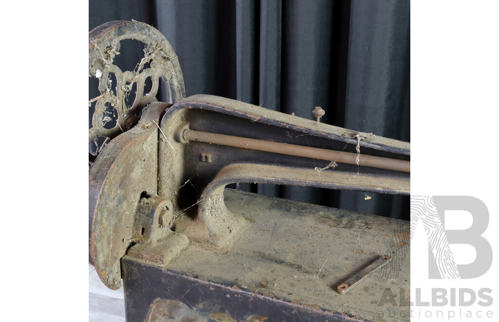 Antique Industrial Singer Sewing Machine on Cast Iron Base