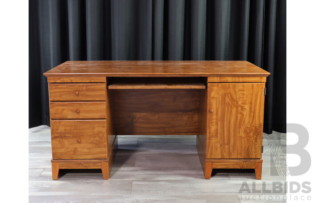 Modern Veneered Twin Pedestal Desk