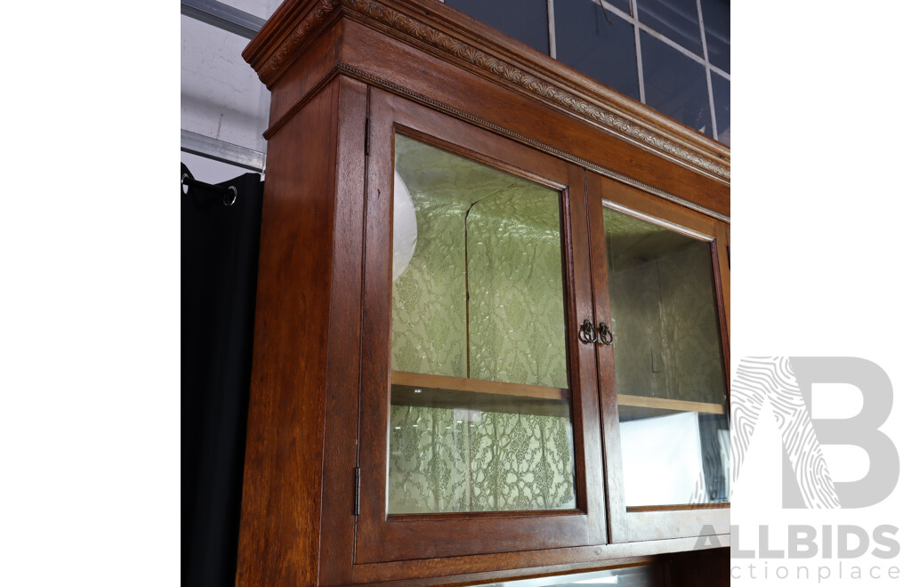 Edwardian Oak Silky Kitchen Buffet and Hutch