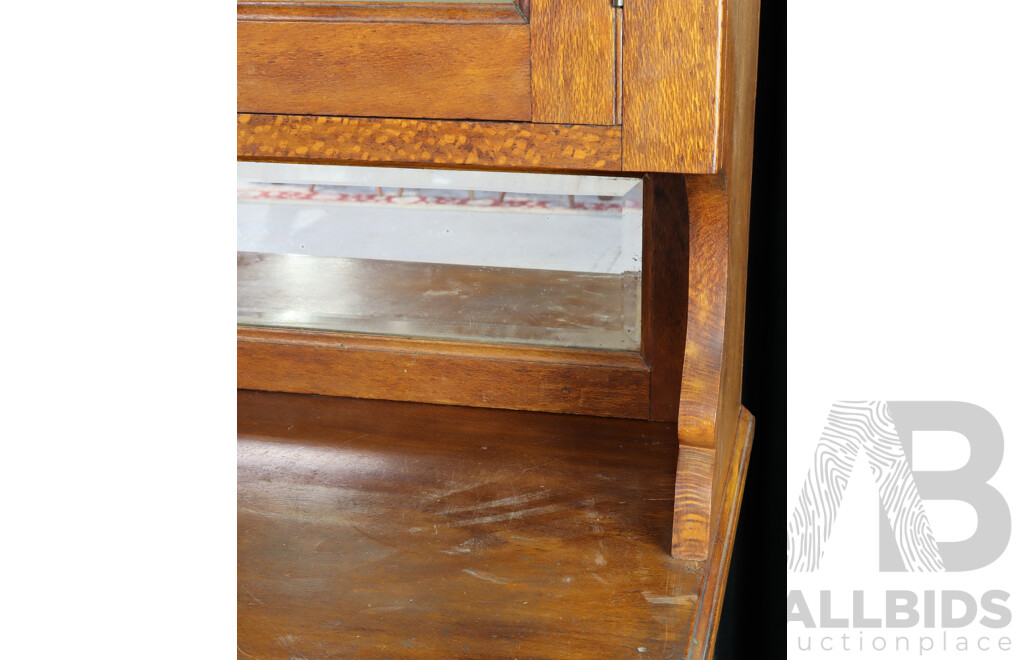 Edwardian Oak Silky Kitchen Buffet and Hutch