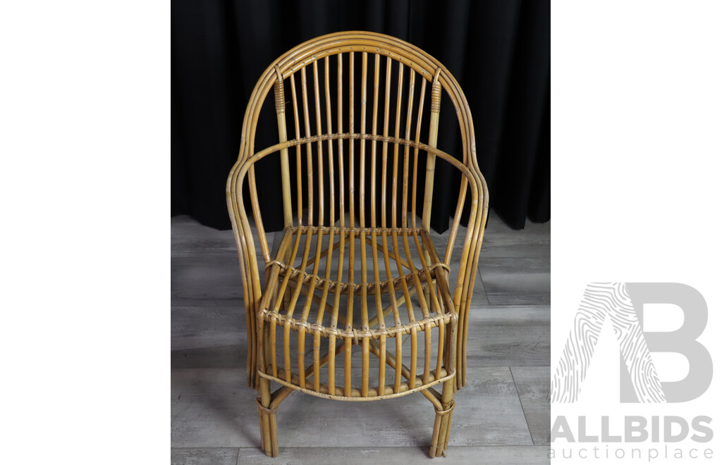 Vintage Cane Tub Chairs and Foot Stool