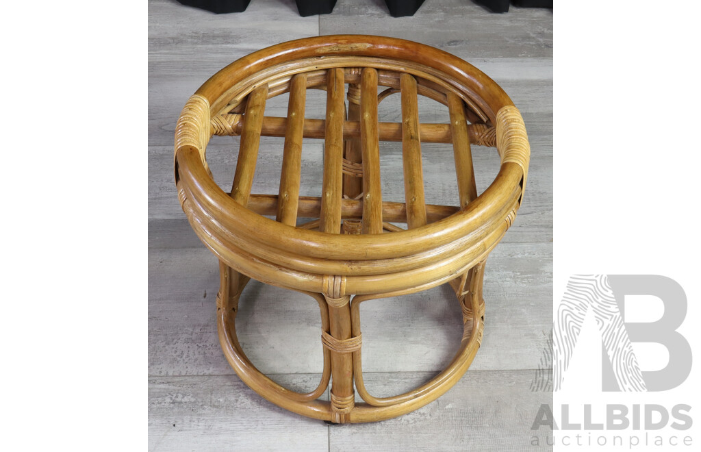 Vintage Cane Tub Chairs and Foot Stool