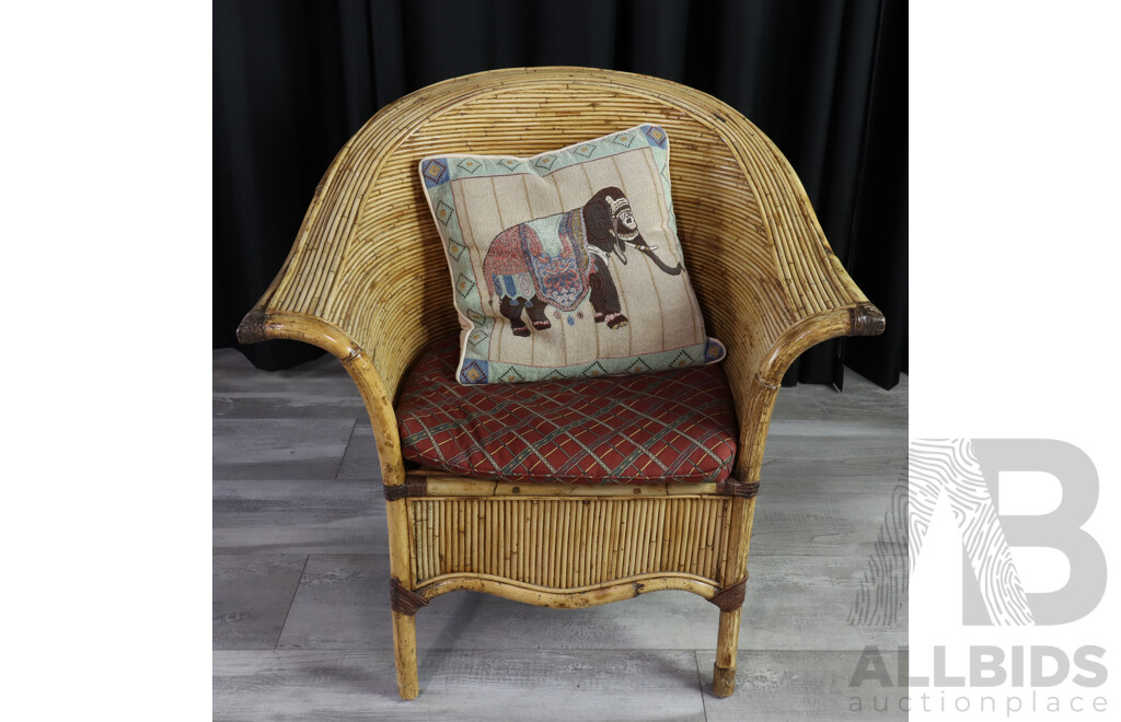 Vintage Cane Tub Chairs and Foot Stool