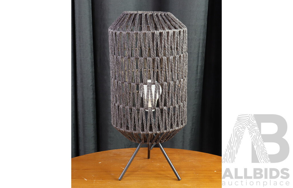 Modern Table Lamp with Woven Rope Shade