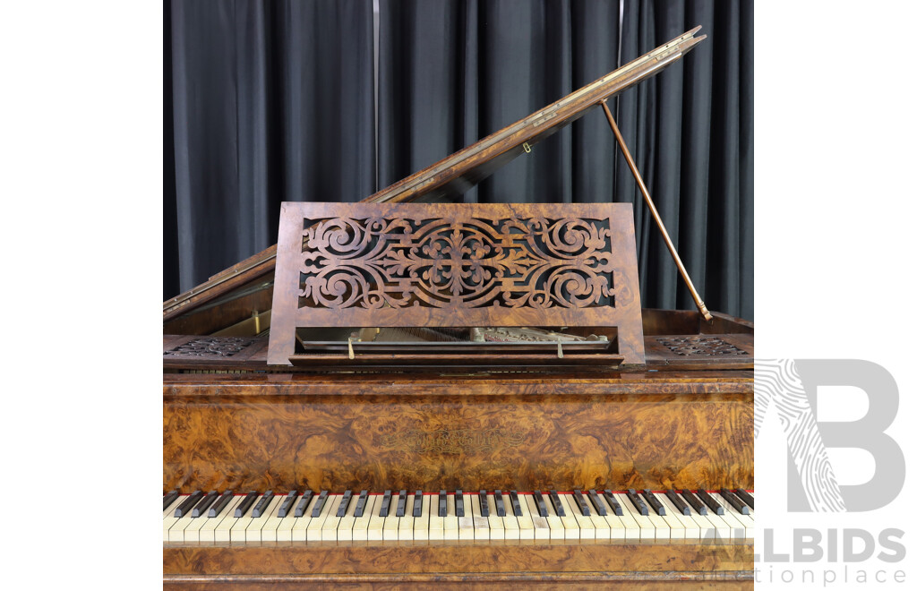 Antique Bur Walnut Baby Grand Piano by Collard & Collard, London