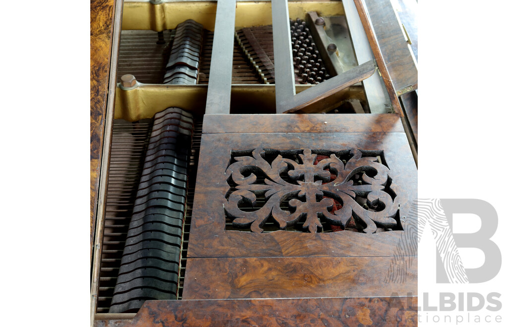 Antique Bur Walnut Baby Grand Piano by Collard & Collard, London