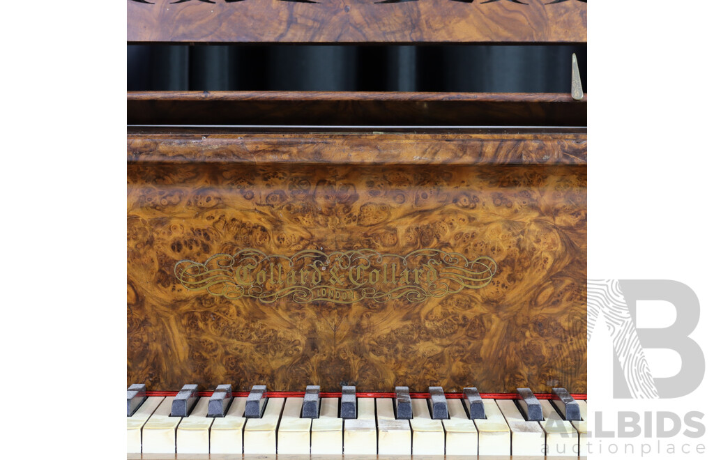 Antique Bur Walnut Baby Grand Piano by Collard & Collard, London