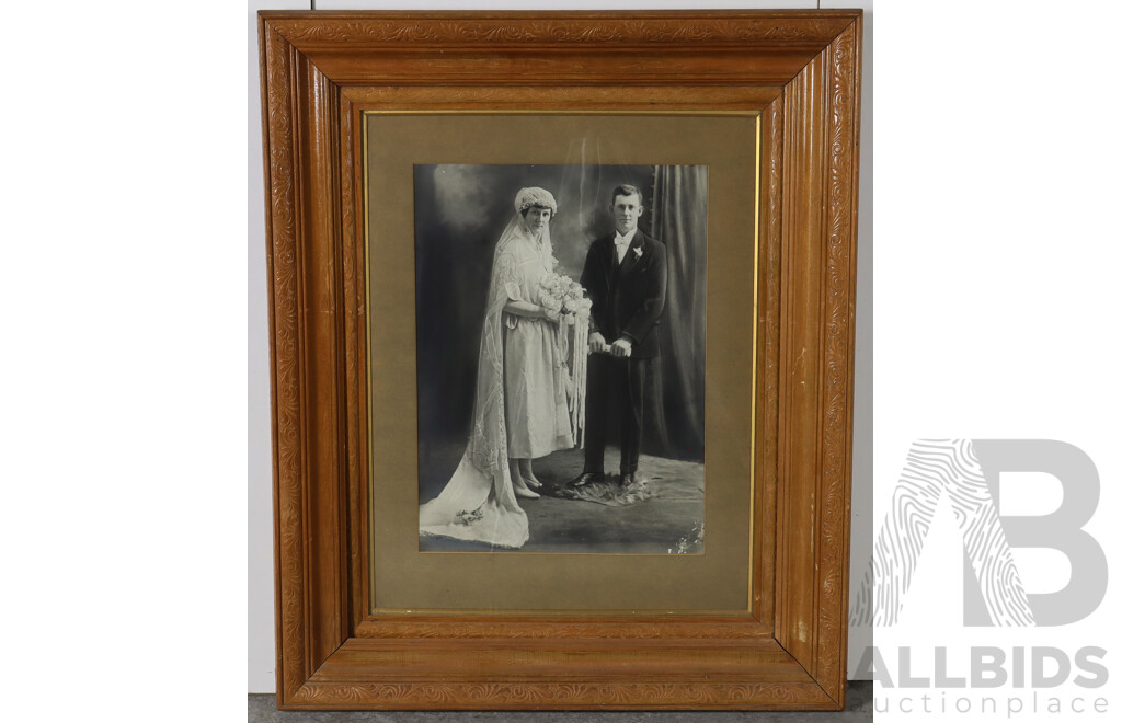 Vintage Black and White Photograph in Pressed Timber Frame