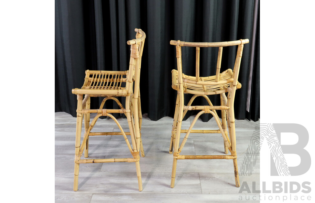 Pair of Vintage Cane Bar Stools