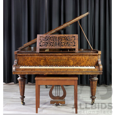 Antique Bur Walnut Baby Grand Piano by Collard & Collard, London