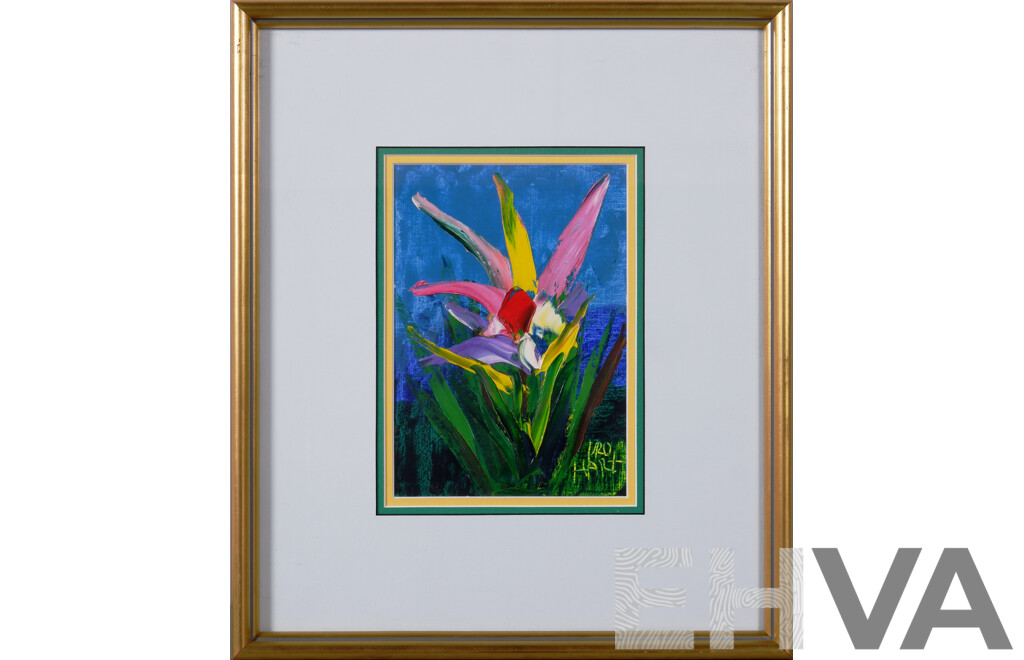 Pro Hart, (20th Century, Australian, 1928-2006), Flowers, Oil on Canvas Board, 20 x 14 cm (image)