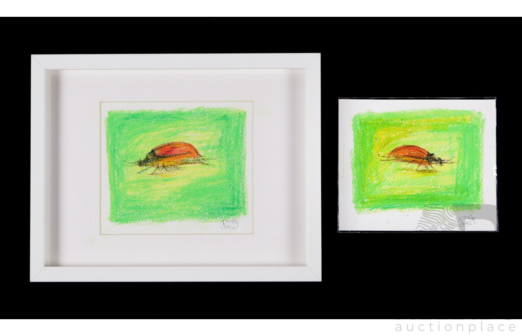 Pro Hart, (20th Century, Australian, 1928-2006), Insect, Crayon on Card (2)