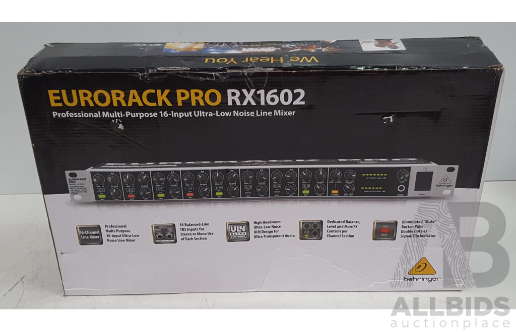 Behringer (RX1602) Eurorack Pro Professional Multi-Purpose 16-Input Ultra Low Noise Line Mixer