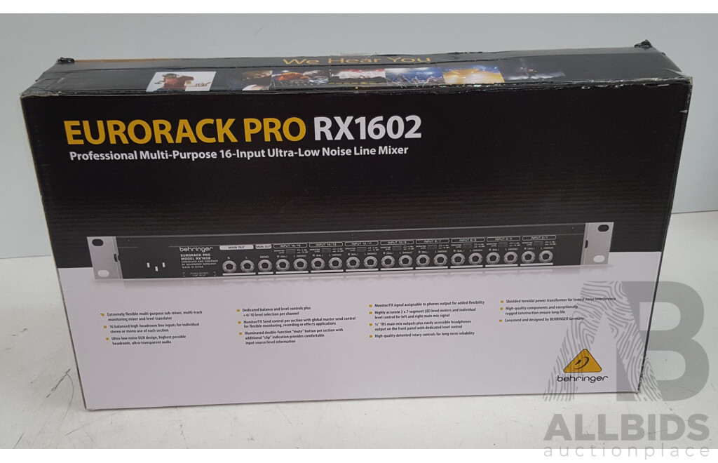 Behringer (RX1602) Eurorack Pro Professional Multi-Purpose 16-Input Ultra Low Noise Line Mixer