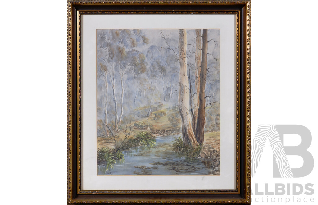 Jean Cole, (20th Century), Mountain Stream, Watercolour, 63.5 x 57 cm (frame)