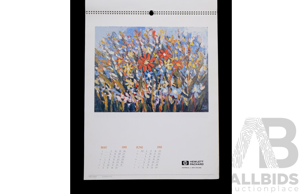 Pro Hart, (20th Century, Australian, 1928-2006), the Art Collection 1991, Pro Hart Calendar, Features Six Coloured Reproduction Prints, 33 x 42 cm