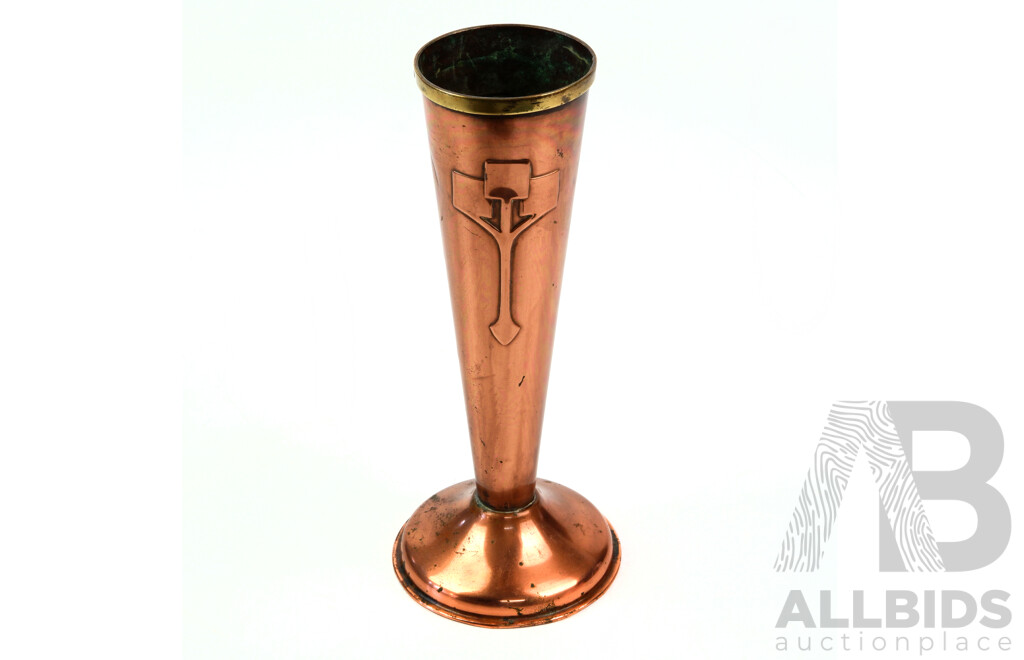 Antique Hales Art Nouveau Copper and Brass Vase