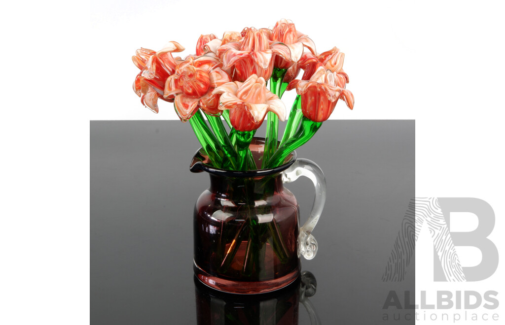 Set 12 Art Glass Roses, Contemporary