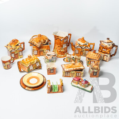 Large 23 Piece English Ceramic Cottage Ware Tea Service by Price Brothers