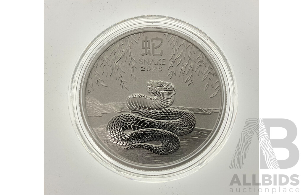 Australian Perth Mint 2025 King Charles Silver Fifty Cent Coin, Year of the Snake .999