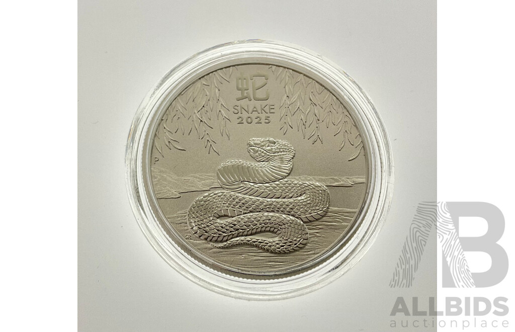 Australian Perth Mint 2025 KCIII Silver Fifty Cent Coin, Year of the Snake .999