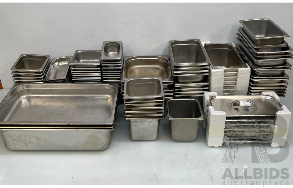 Bain Marie Stainless Steel Trays - Approximately 100