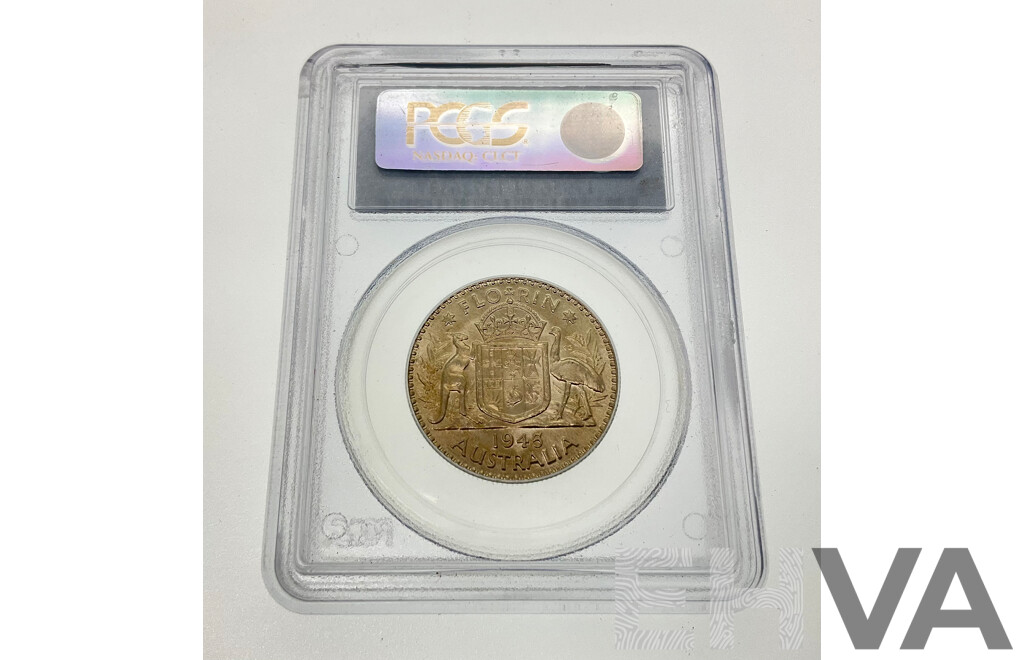 Australian 1945 Silver Florin, PCGS MS61