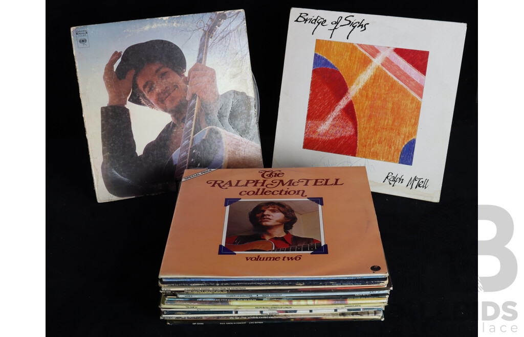 Collection Retro Vinyl LP Records Including Signed Ralph McTell Album, Bob Dylan, Cat Stevens, Joni Mitchell and More