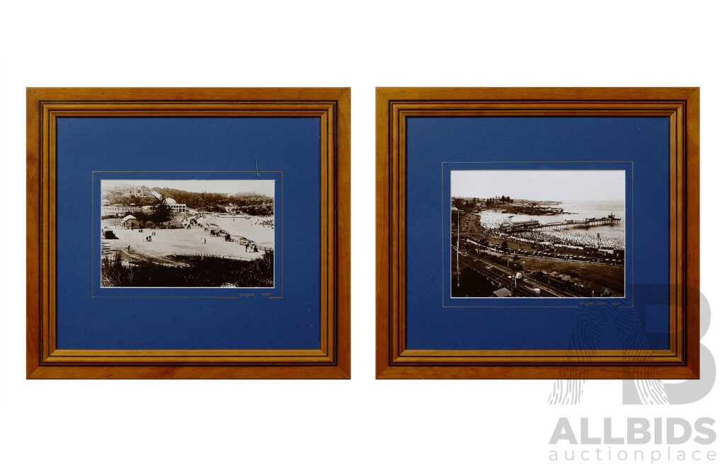 Coogee (1890) and Coogee Pier (1928), Pair of Well Framed Reproduction Quality Prints of  Original Photos, 40 x 45 cm (frames) (2)