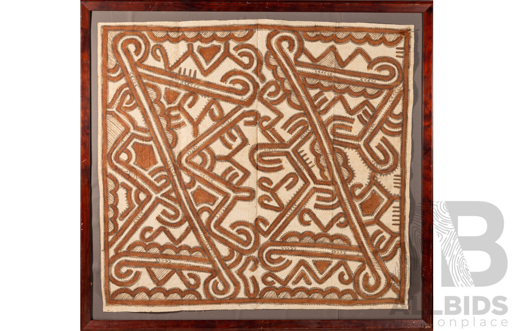 Vintage Papua New Guinean, Highlands, Natural Pigments on Tapa Cloth, 83 x 88 cm (tapa cloth)