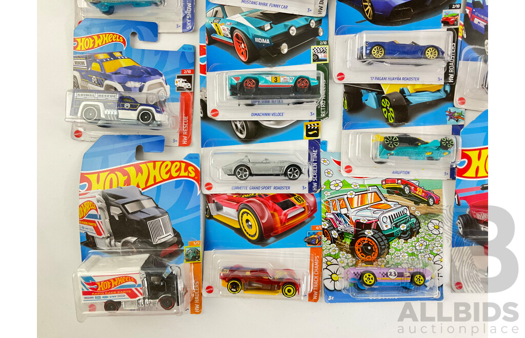 Twenty Boxed Hot Wheels Including HW Rescue, Experimotors, HW Track Champs, Sky Show, Retro Racers