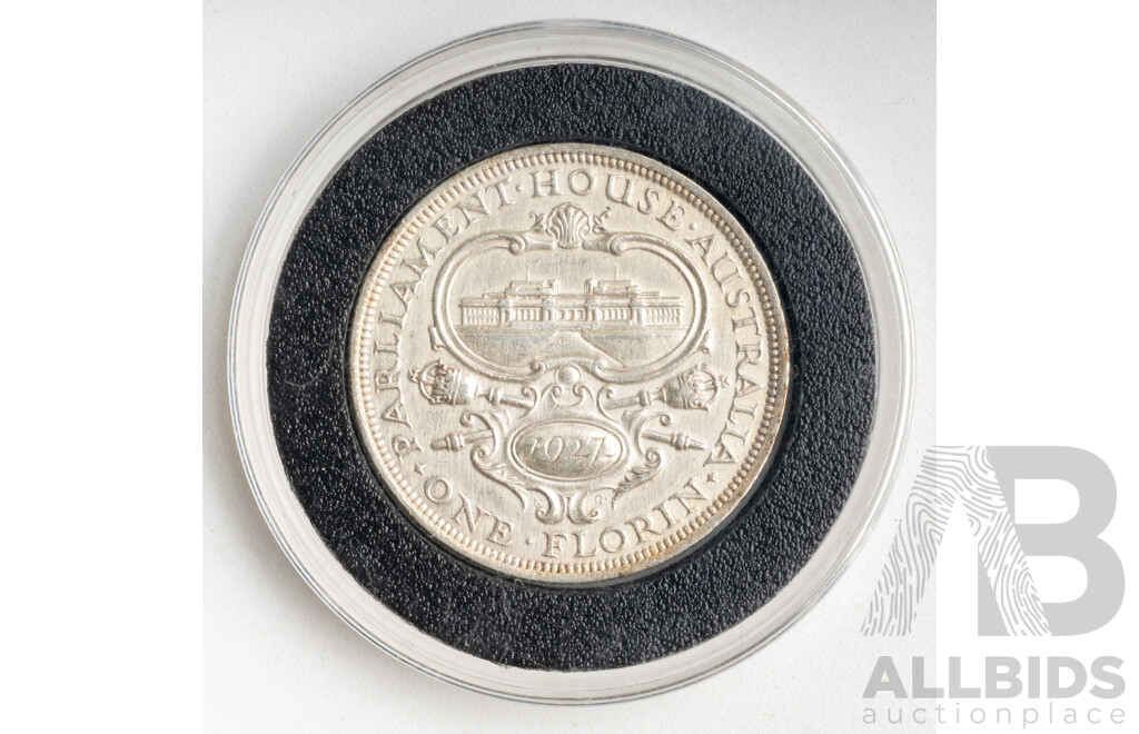 Australian 1927 Silver Florin, Commemorative Canberra, High Grade .925