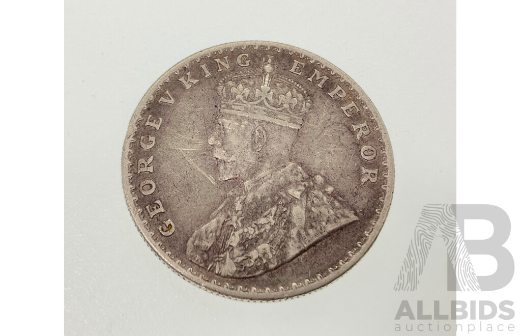 India 1916 KGV Silver One Rupee Coin, Mumbai Mint .917