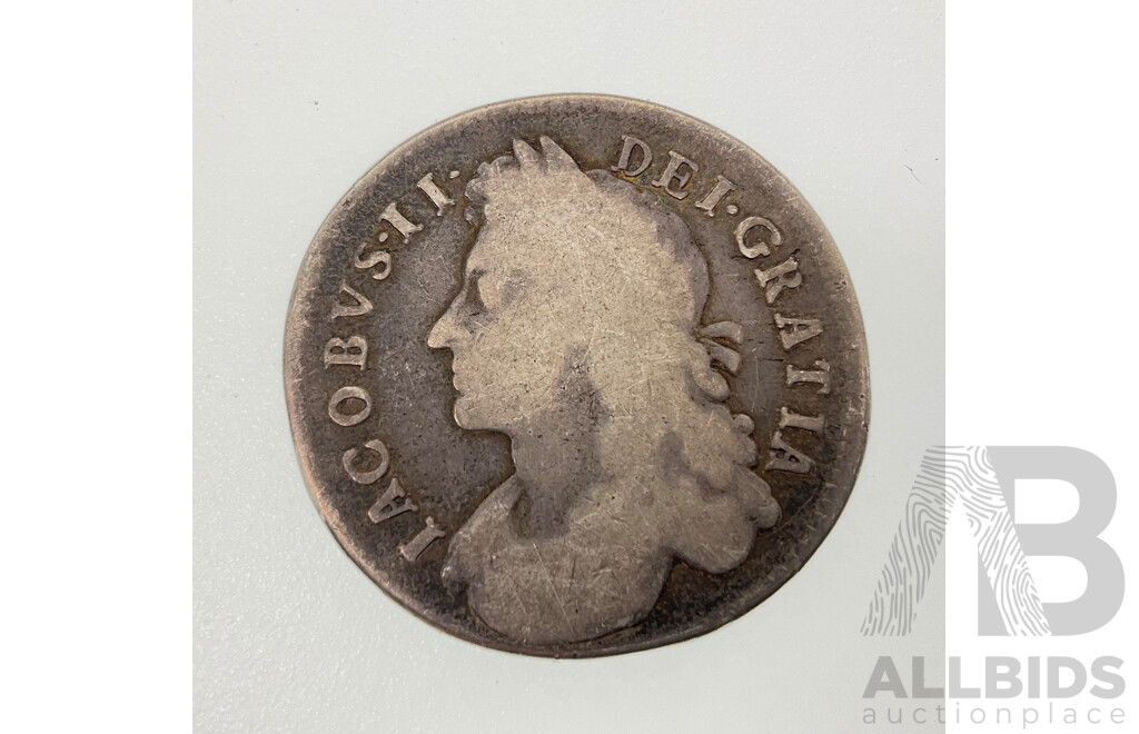Great Britain 1685 Silver Half Crown, James II .925