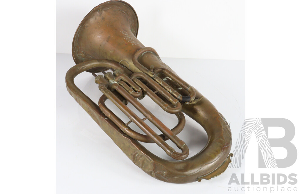 Vintage Brass 'The Federal' Tuba, Stamped Tess & Co, Saxony and Sydney